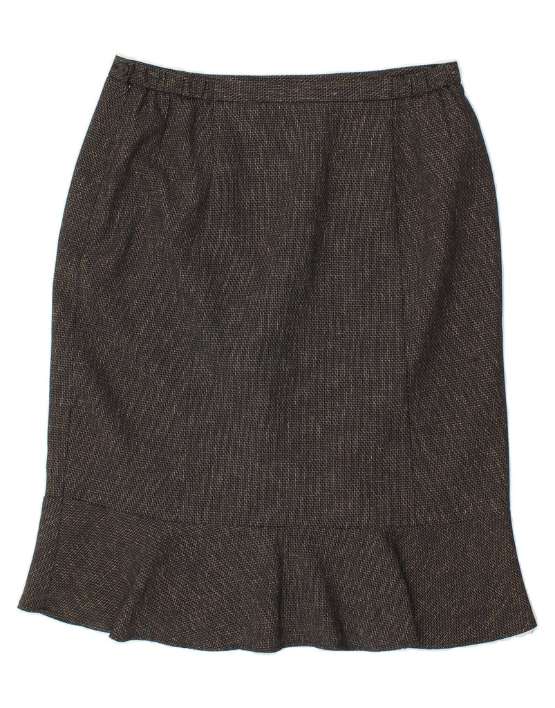 VINTAGE Womens Trumpet Skirt UK 16 Large W32 Grey Check Polyester Vintage Vintage and Second-Hand Vintage from Messina Hembry 
