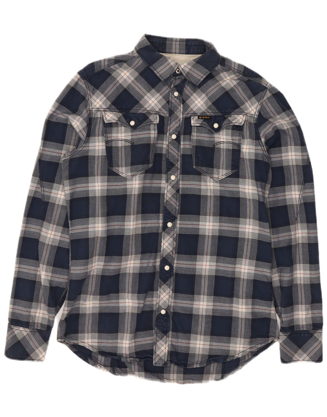 G-Star Mens Western Shirt Medium Blue Check Cotton