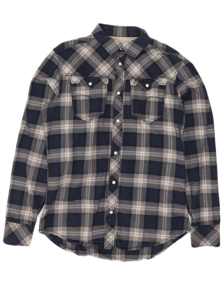 G-Star Mens Western Shirt Medium Blue Check Cotton