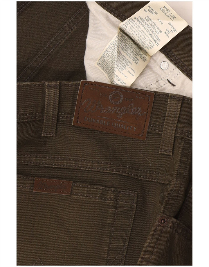 Wrangler Mens Straight Jeans W42 L32 Khaki Cotton