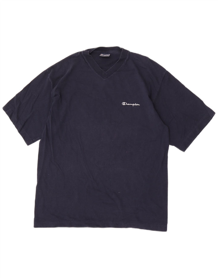 Champion Mens T-Shirt Top Large Navy Blue Cotton