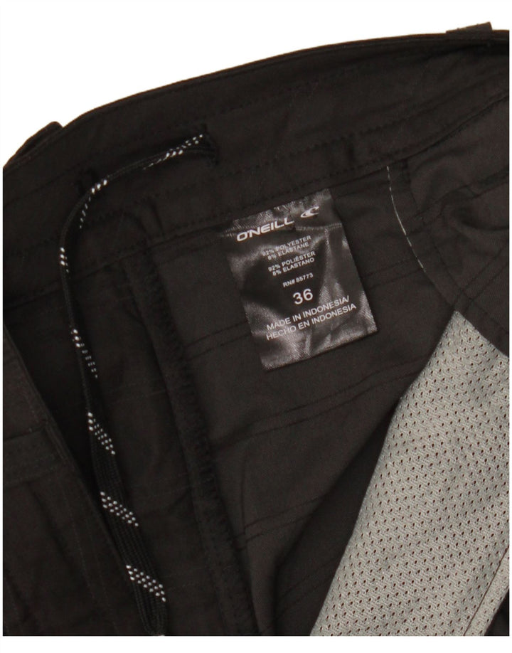 O'Neill Mens Cargo Shorts W36 Large Black Striped Polyester