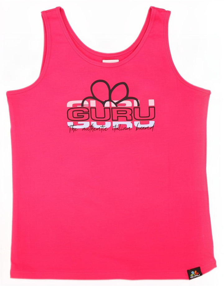 Guru Womens Graphic Vest Top UK 14 Large Pink Cotton