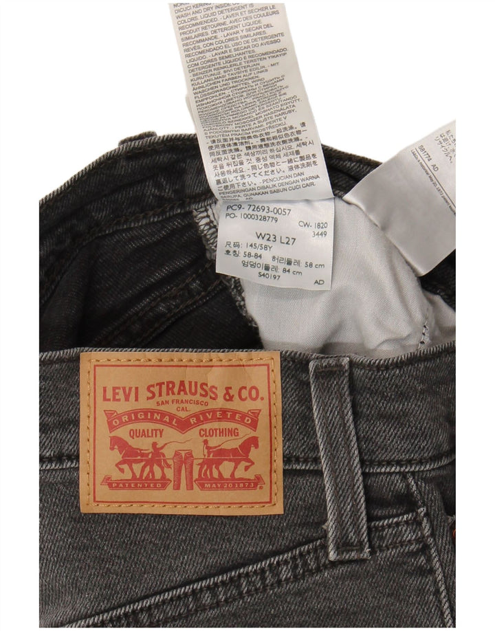 Levi's Womens Ribcage Straight Jeans W23 L27 Grey Cotton