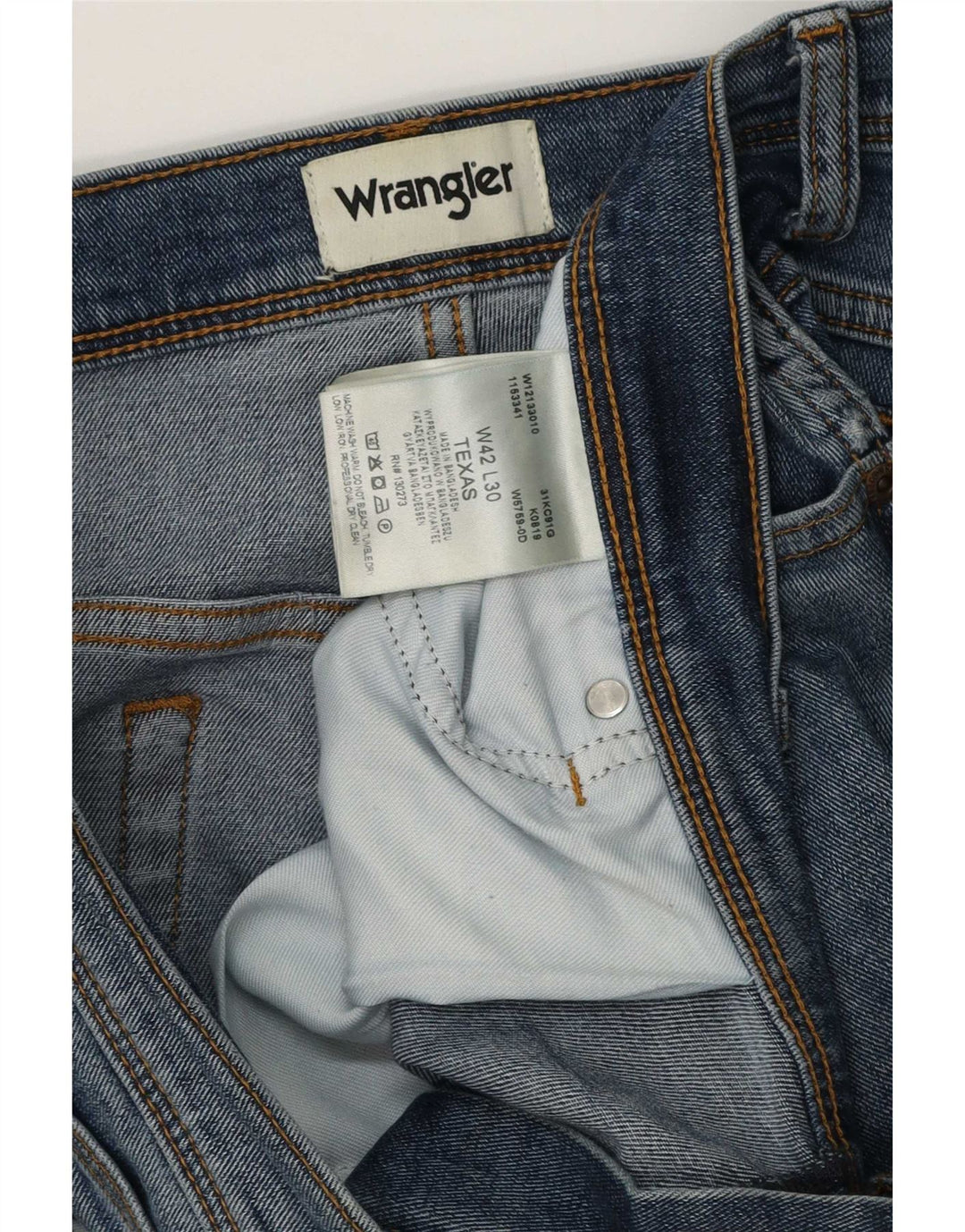 Wrangler Mens Texas Straight Jeans W42 L30 Blue Cotton