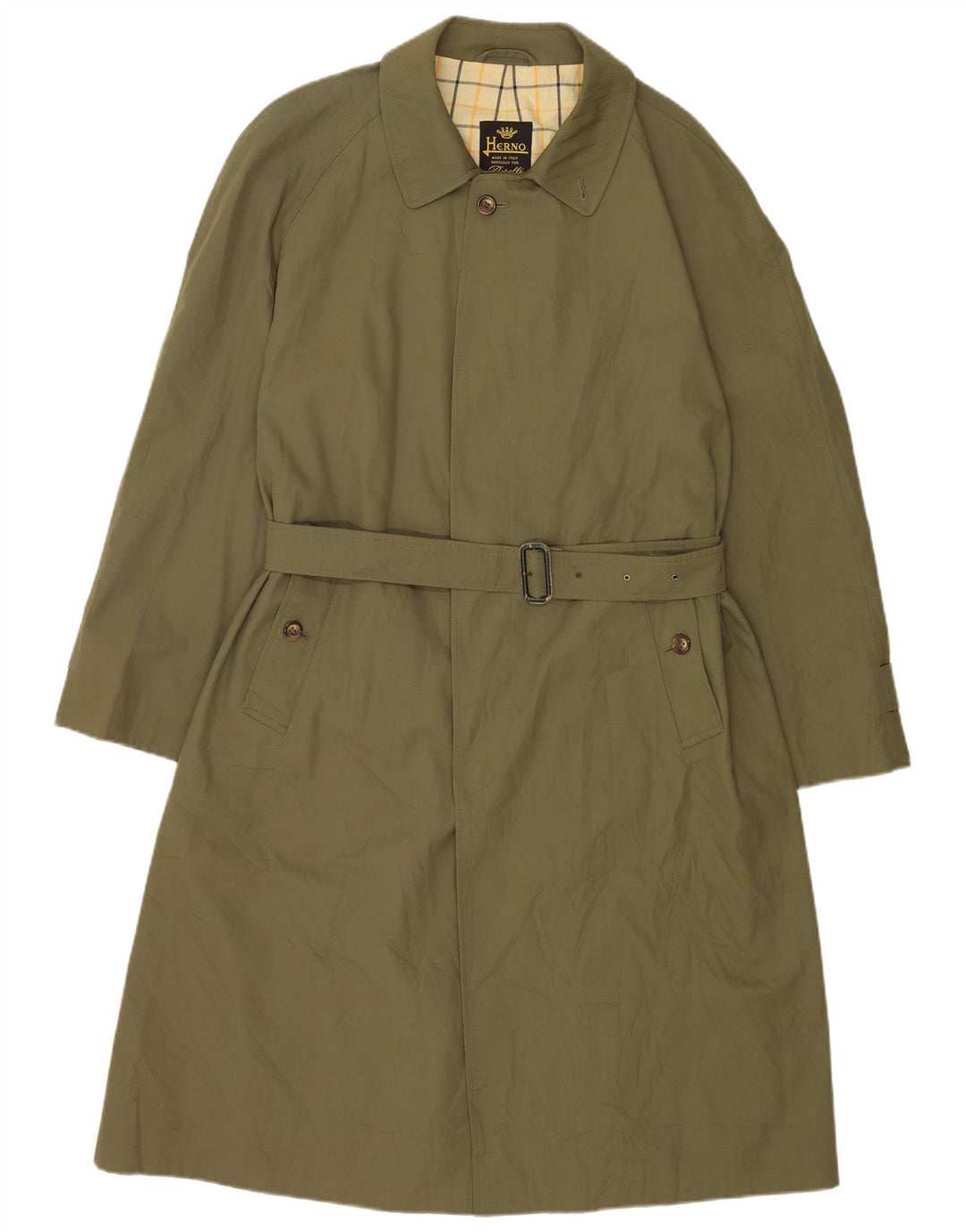 Herno Mens Trench Coat IT 50 Large Green
