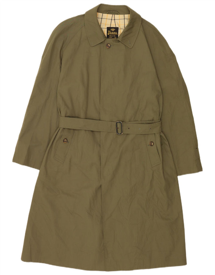 Herno Mens Trench Coat IT 50 Large Green