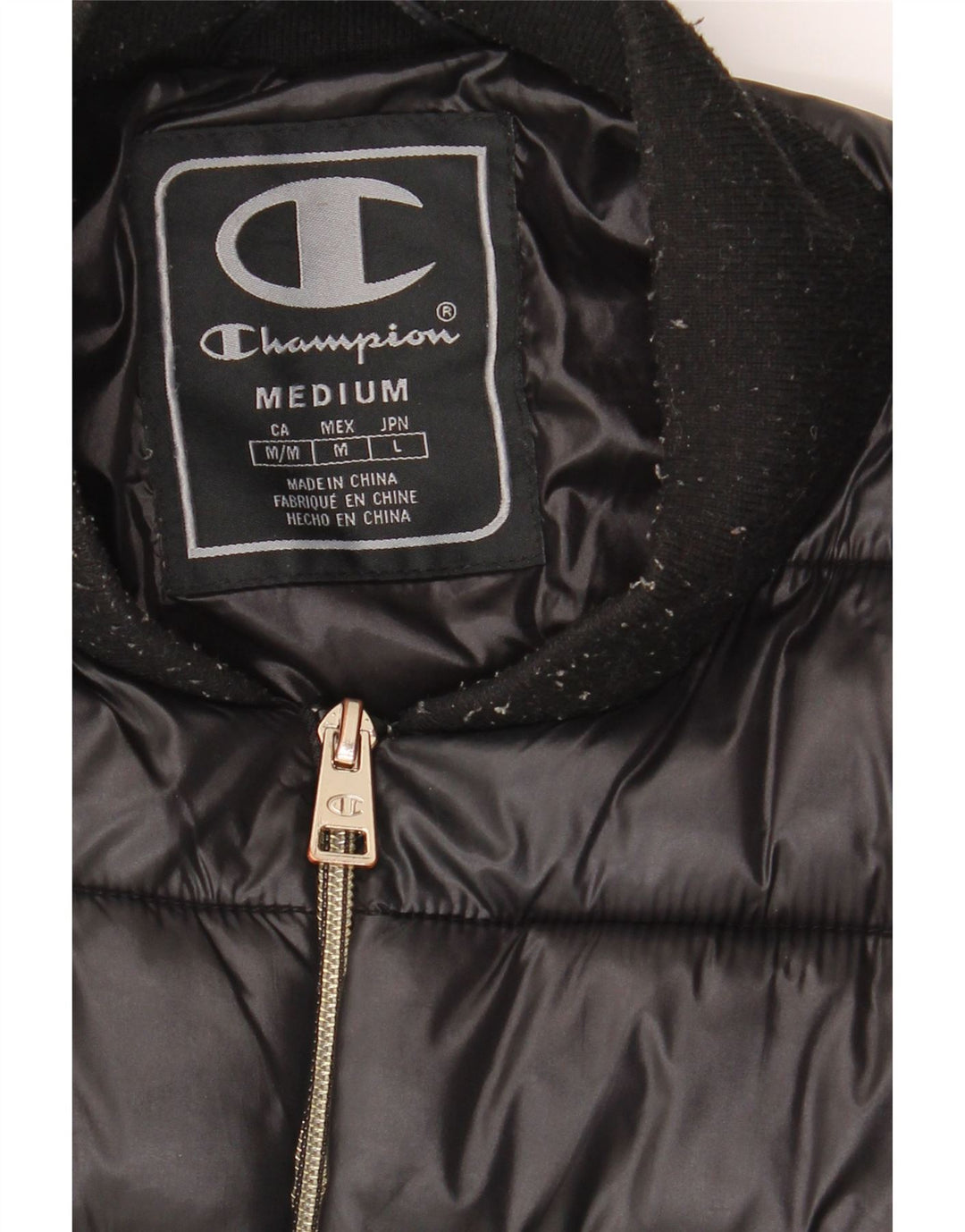 CHAMPION Womens Padded Coat UK 14 Medium Black Polyamide Vintage Champion and Second-Hand Champion from Messina Hembry 