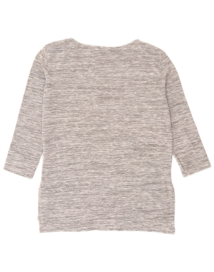 Marks & Spencer Womens Loose Fit Top 3/4 Sleeve UK 8 Small Grey Flecked