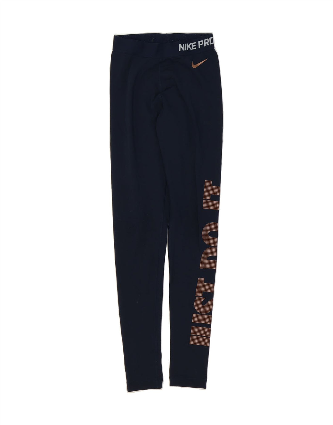 NIKE Womens Dri Fit Graphic Leggings UK 6 XS Navy Blue Polyester Vintage Nike and Second-Hand Nike from Messina Hembry 