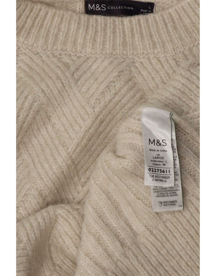 Marks & Spencer Womens Oversized Crew Neck Jumper Sweater UK 16 Large White