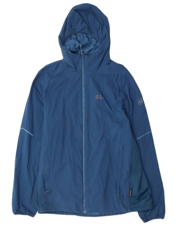 JACK WOLFSKIN Mens Hooded Rain Jacket UK 44/46 XL Blue Polyamide