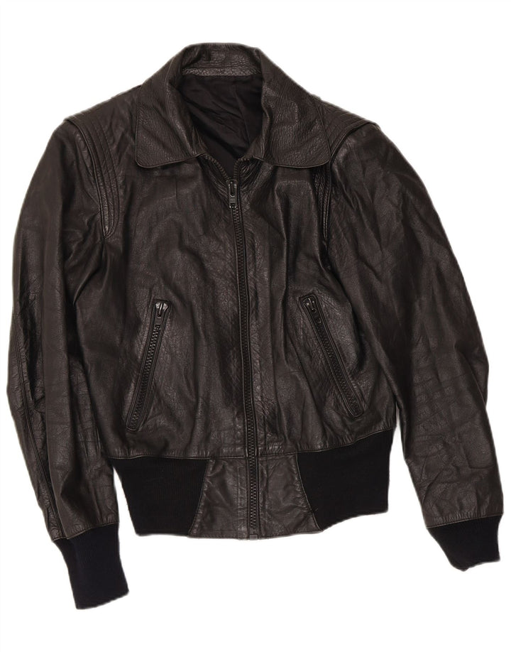 Vintage Womens Leather Jacket UK 8 Small Black