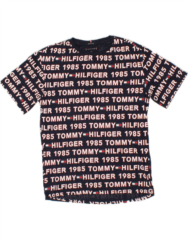 TOMMY HILFIGER Boys Graphic T-Shirt Top 15-16 Years Navy Blue Cotton | Vintage Tommy Hilfiger | Thrift | Second-Hand Tommy Hilfiger | Used Clothing | Messina Hembry 