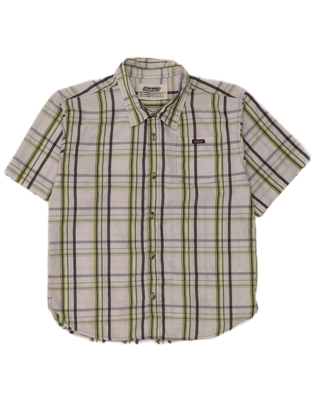 Dickies Boys Short Sleeve Shirt 14-15 Years XL White Check Polyester