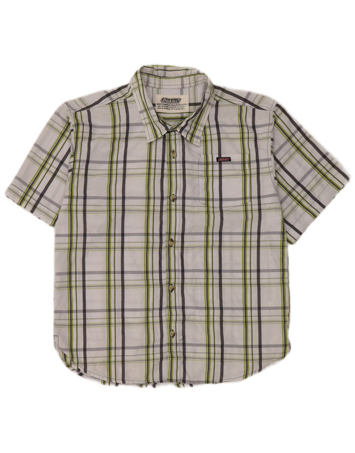 Dickies Boys Short Sleeve Shirt 14-15 Years XL White Check Polyester