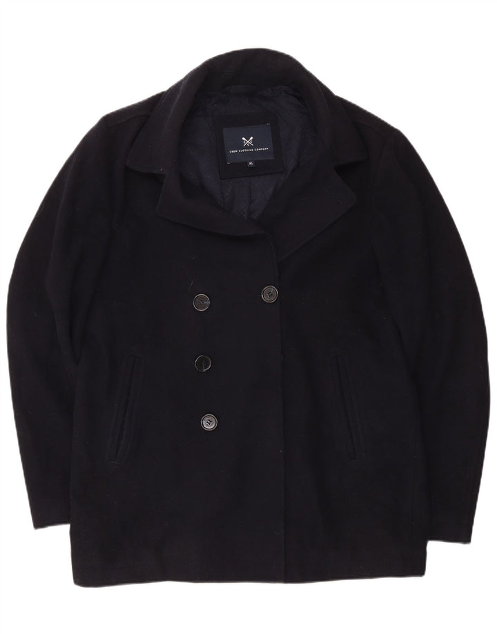 Crew Clothing Mens Double Breasted Coat UK 42 XL Navy Blue Wool