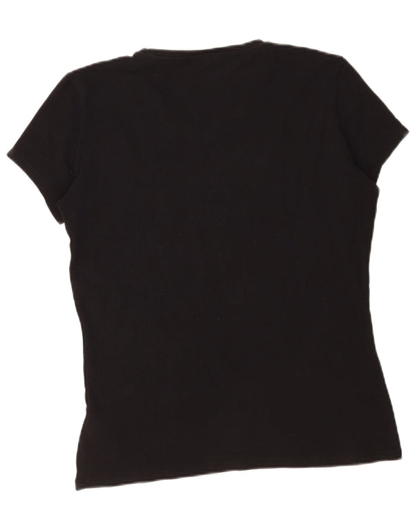 Guess Womens Graphic T-Shirt Top UK 16 Large Black Cotton