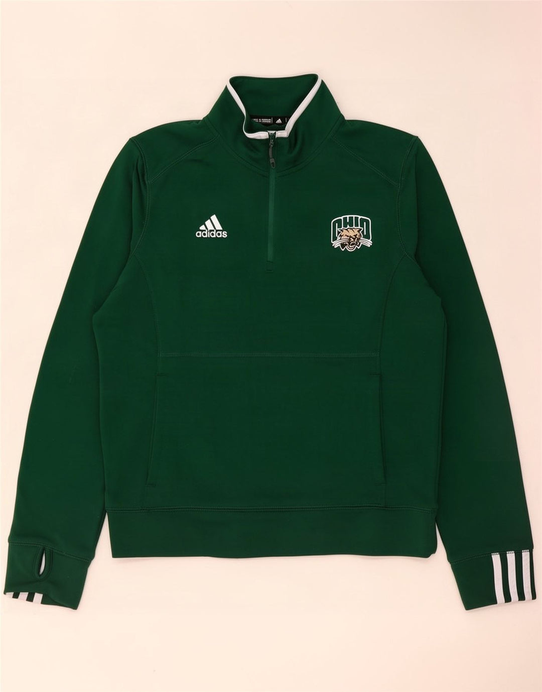 Adidas Mens Ohio Zip Neck Sweatshirt Jumper Medium Green