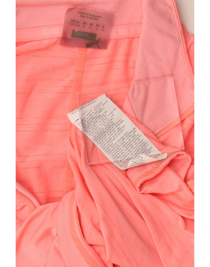 PUMA Womens Zip Neck Top Long Sleeve UK 8 Small Pink Polyester