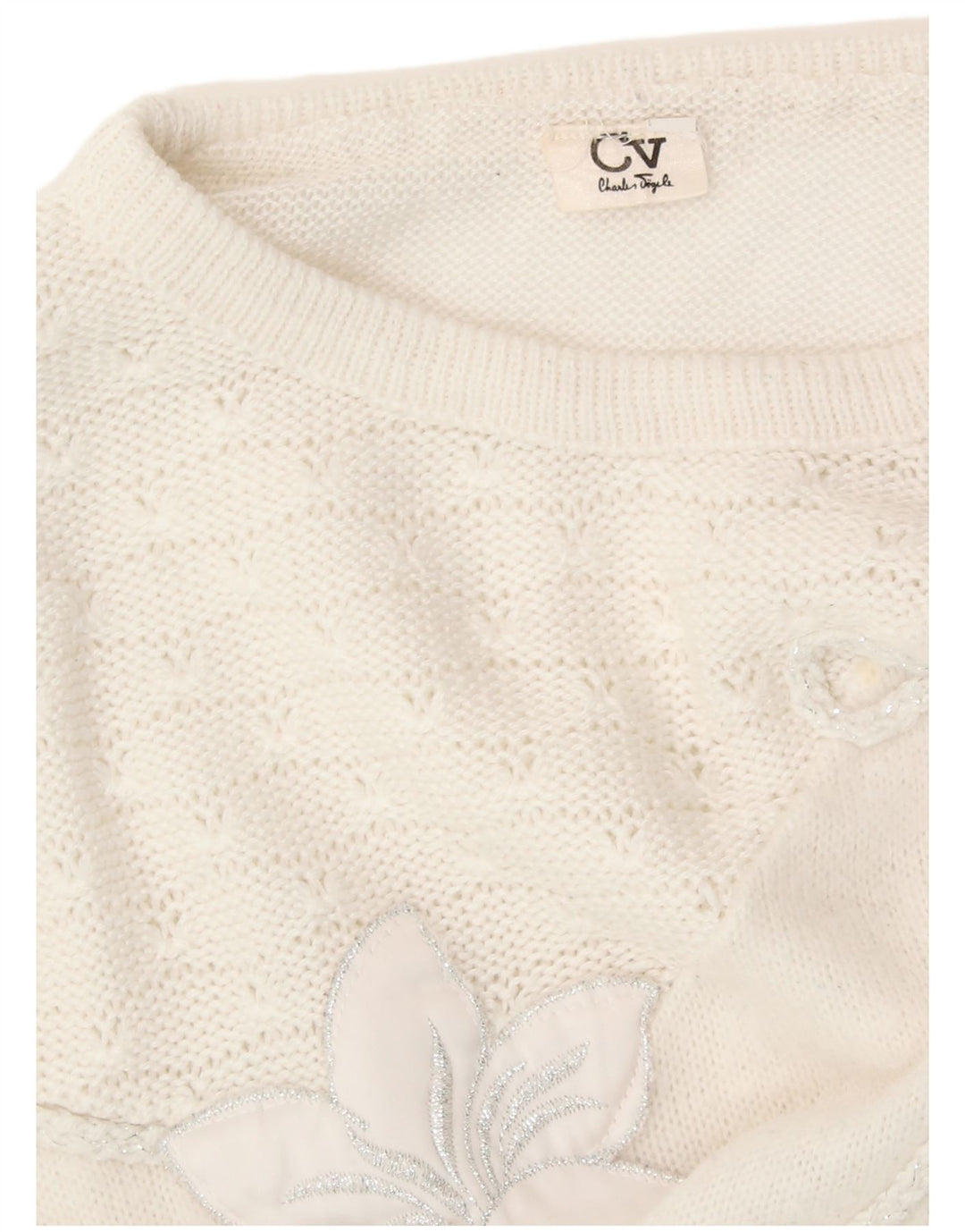 CHARLES VOGELE Womens Crew Neck Jumper Sweater UK 18 XL White Floral