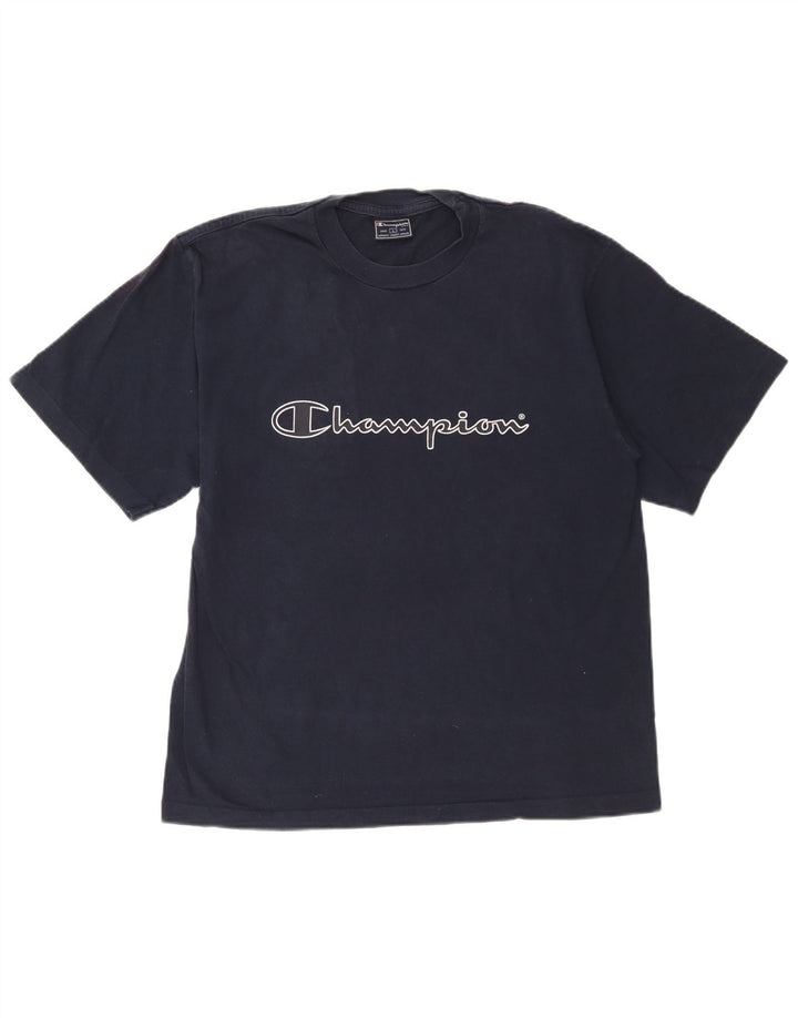 Champion Mens Graphic T-Shirt Top Large Navy Blue