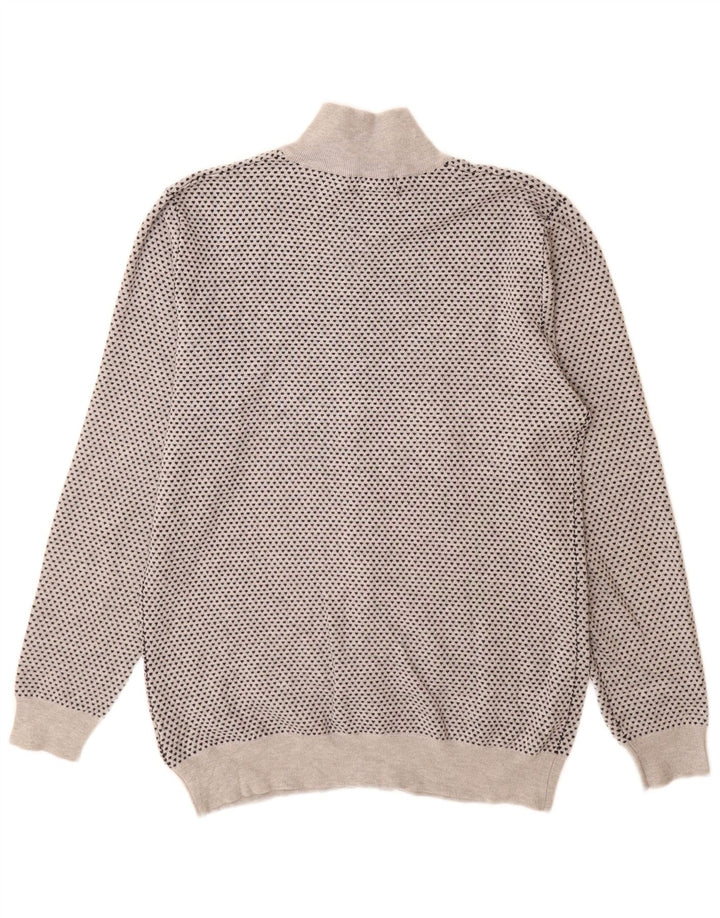 Trussardi Mens Cardigan Sweater Large Grey Spotted Viscose