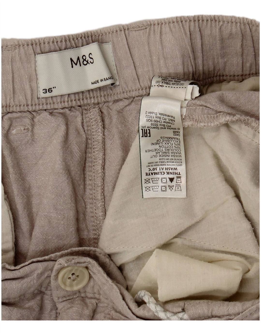 Marks & Spencer Mens Chino Shorts W36 Large Grey Cotton