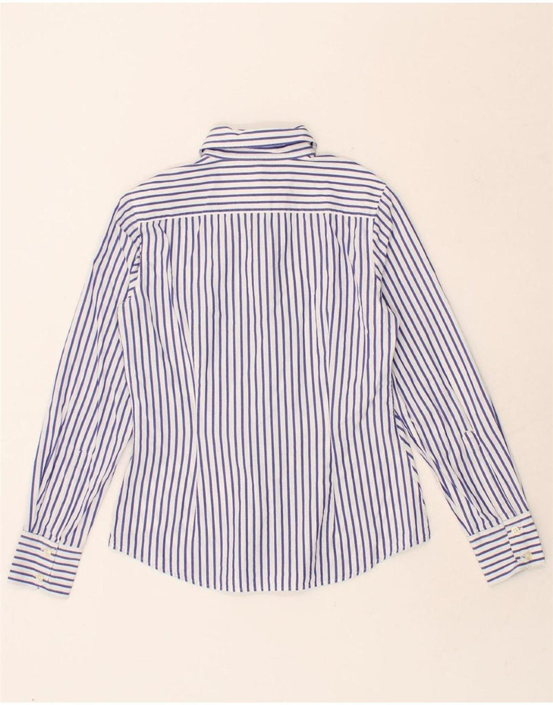 BENETTON Womens Shirt UK 14 Medium Blue Striped Cotton Vintage Benetton and Second-Hand Benetton from Messina Hembry 