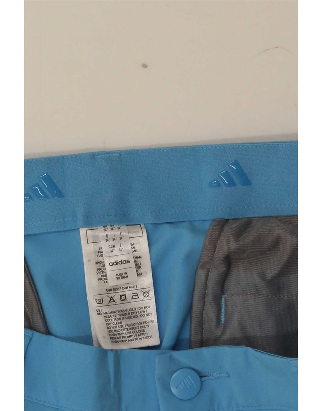 Adidas Mens Chino Shorts W34 Large Blue Polyester