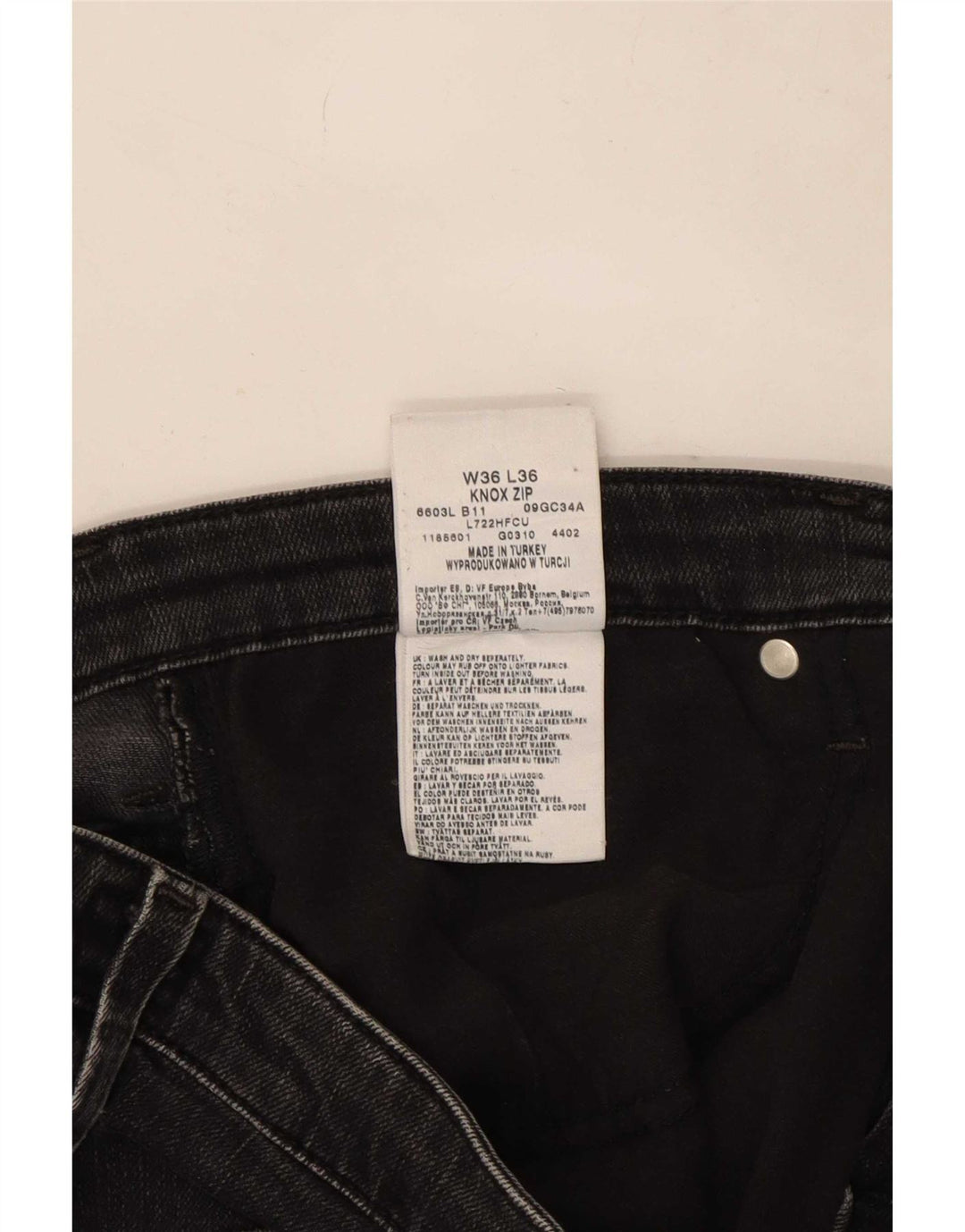 Lee Mens Knox Straight Jeans W36 L30 Black Cotton