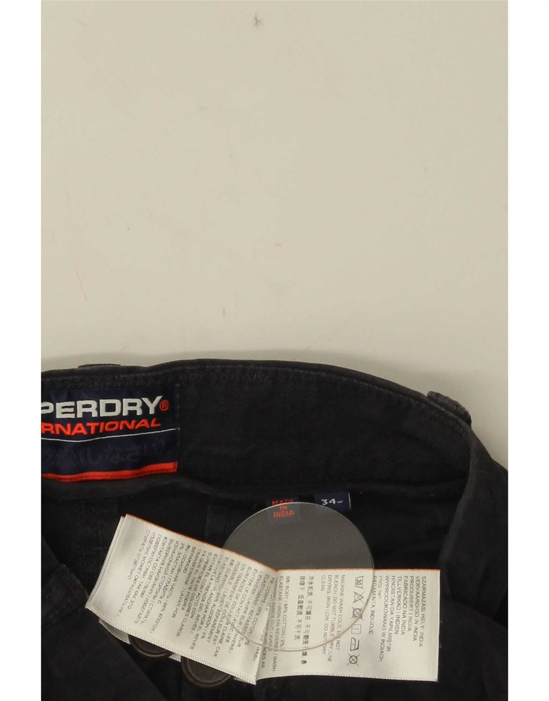 Superdry Mens Chino Shorts W34 Large Black Cotton