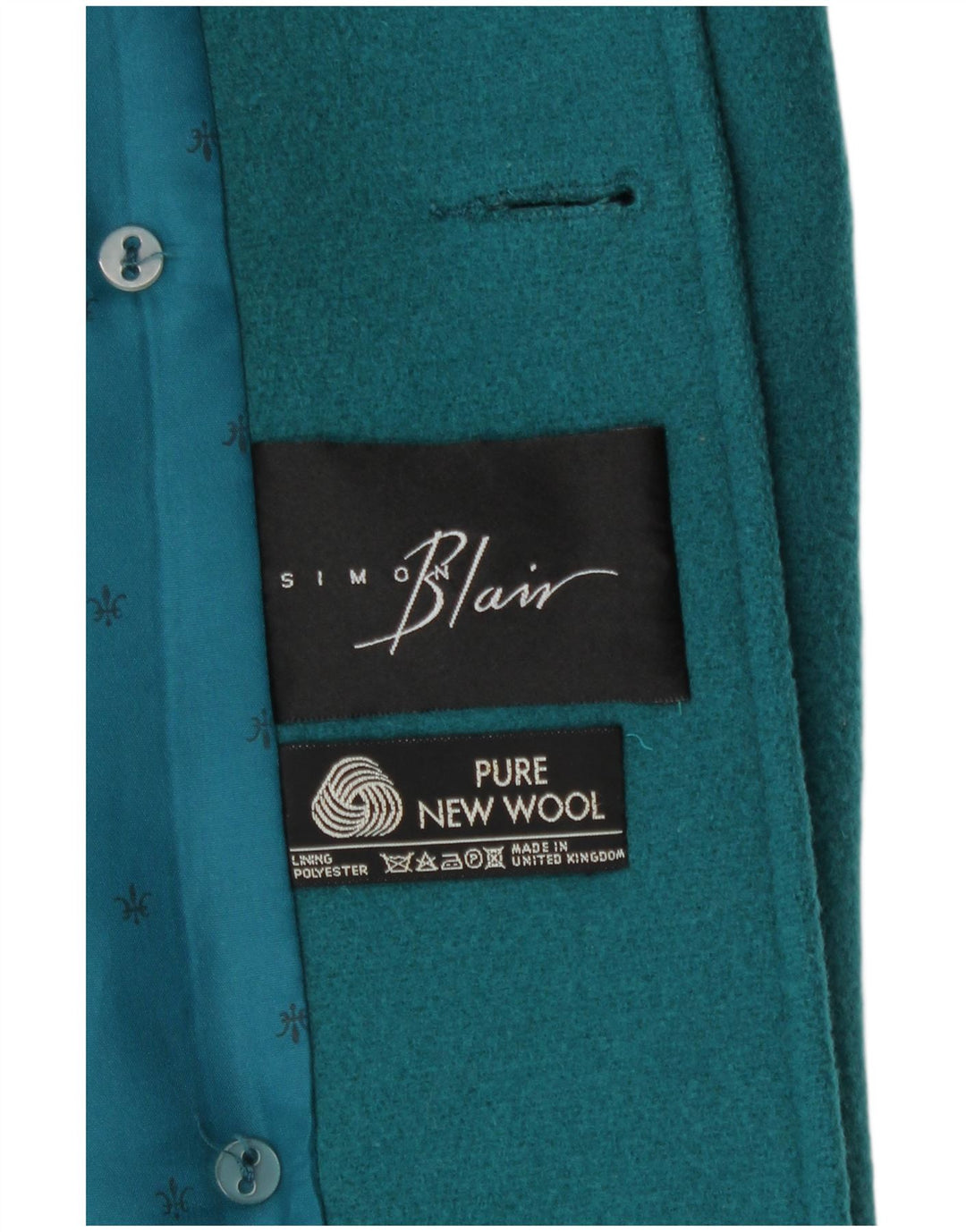 Simon Blair Womens Double Breasted Coat UK 16 Large Green New Wool