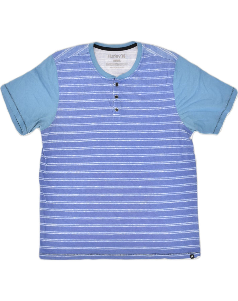 HURLEY Mens T-Shirt Top Medium Blue Striped Cotton | Vintage Hurley | Thrift | Second-Hand Hurley | Used Clothing | Messina Hembry 