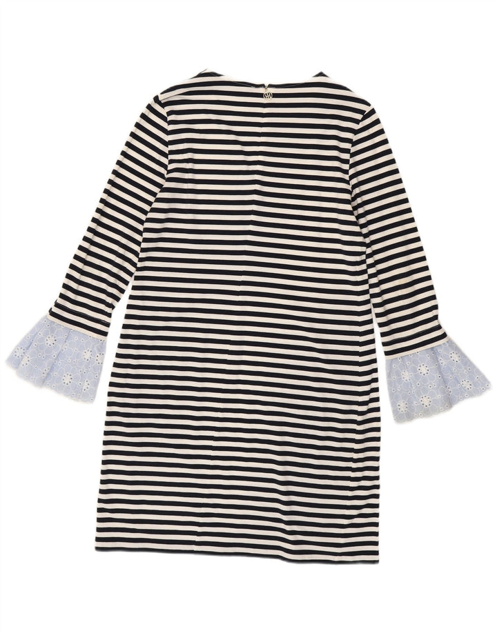 Tommy Hilfiger Womens Shift Dress UK 12 Medium Black Striped Cotton