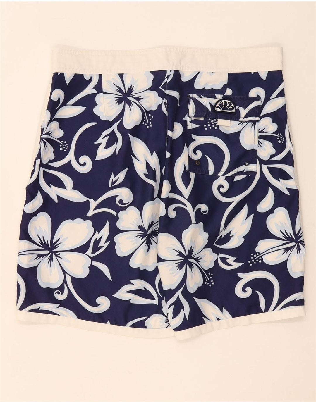 Sundek Mens Swimming Shorts Large Navy Blue Floral Polyester