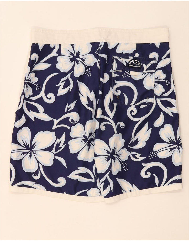 Sundek Mens Swimming Shorts Large Navy Blue Floral Polyester