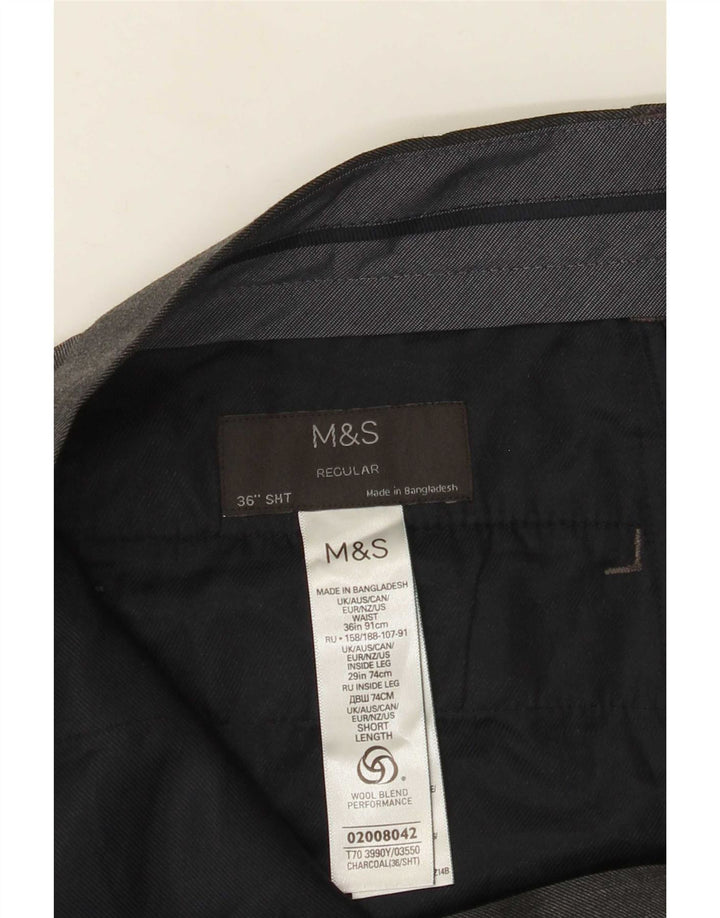 Marks & Spencer Mens Regular Fit Suit Trousers W36 L29 Grey Polyester
