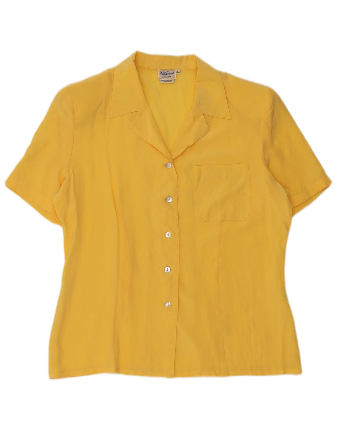 Luisa Spagnoli Womens Short Sleeve Shirt Blouse IT 44 Medium Yellow Silk