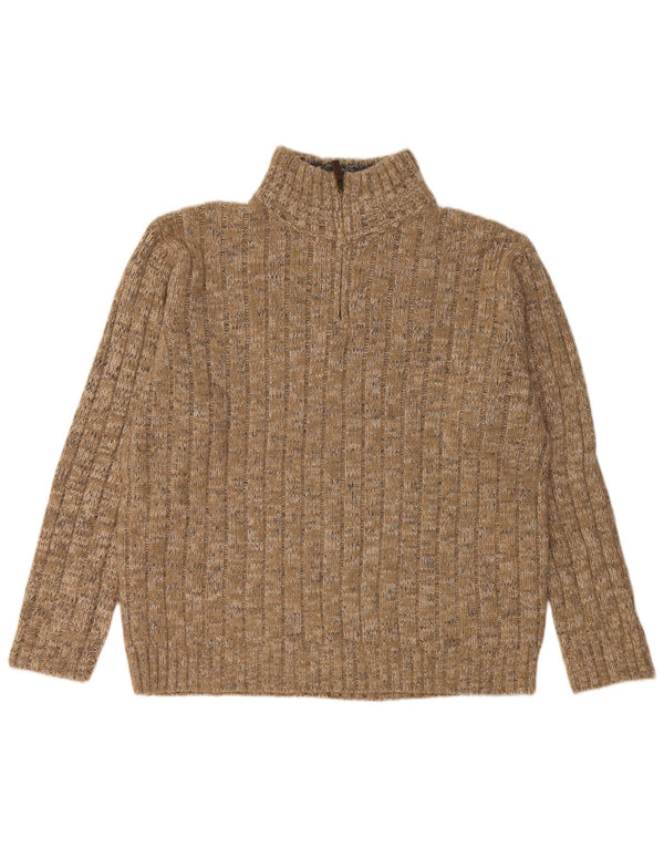 Marks & Spencer Mens Zip Neck Jumper Sweater XL Beige Flecked Acrylic