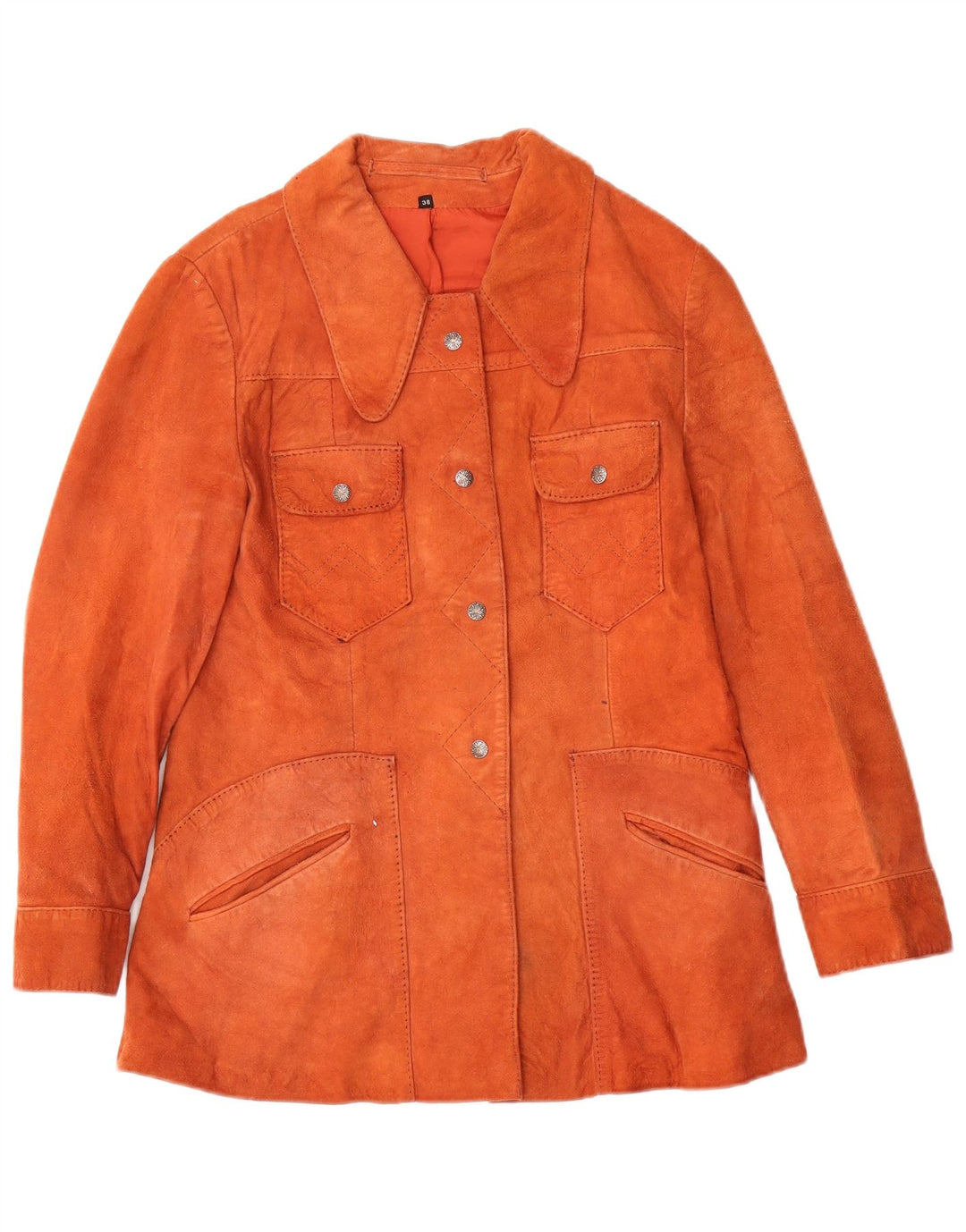 Vintage Womens Suede Jacket IT 38 XS Orange
