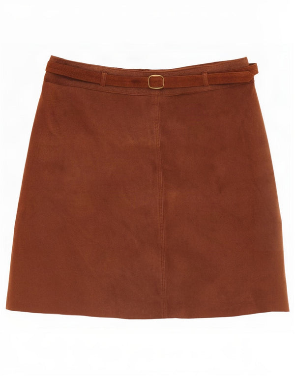 GARDEUR Womens Atelier Suede Mini Skirt UK 14 Large W32 Brown Leather