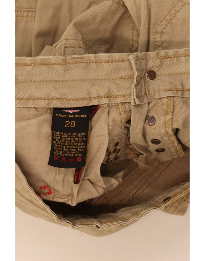 Lee Cooper Mens Straight Cargo Trousers W28 L32 Beige Cotton