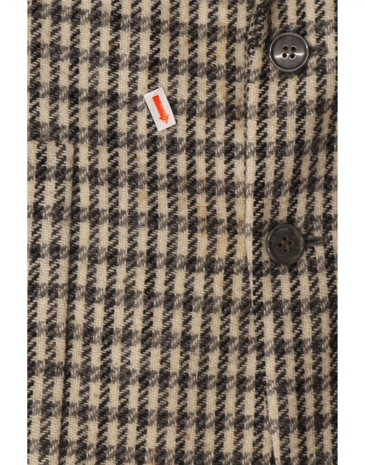 DEI FILZI Mens 3 Button Blazer Jacket IT 48 Medium Grey Houndstooth