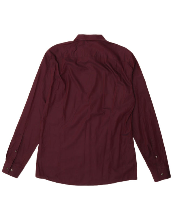 Hugo Boss Mens Slim Fit Shirt 2XL Burgundy Cotton