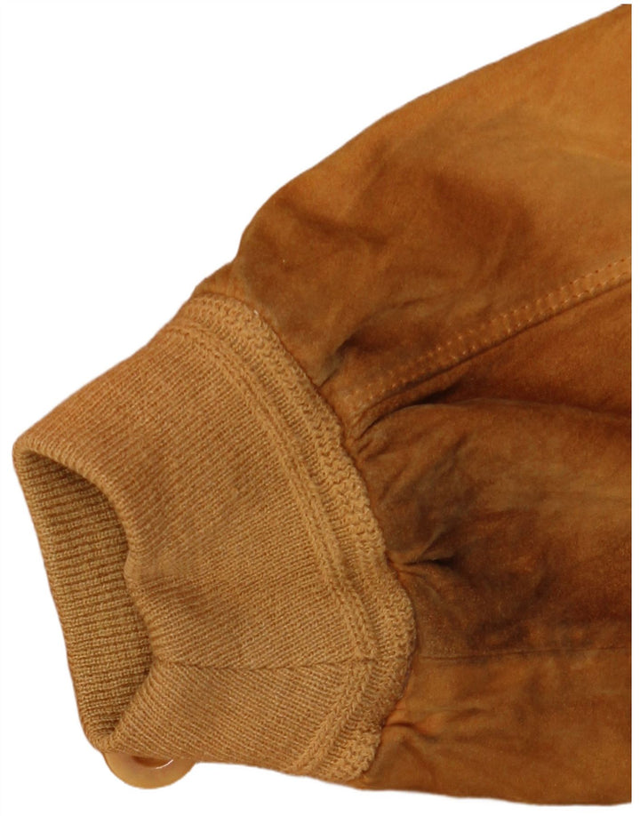 Vittorio Forti Mens Suede Bomber Jacket IT 50 Large Beige Leather