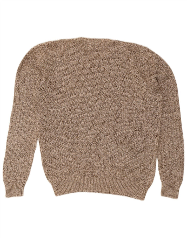 Zara Mens Crew Neck Jumper Sweater Medium Beige Flecked