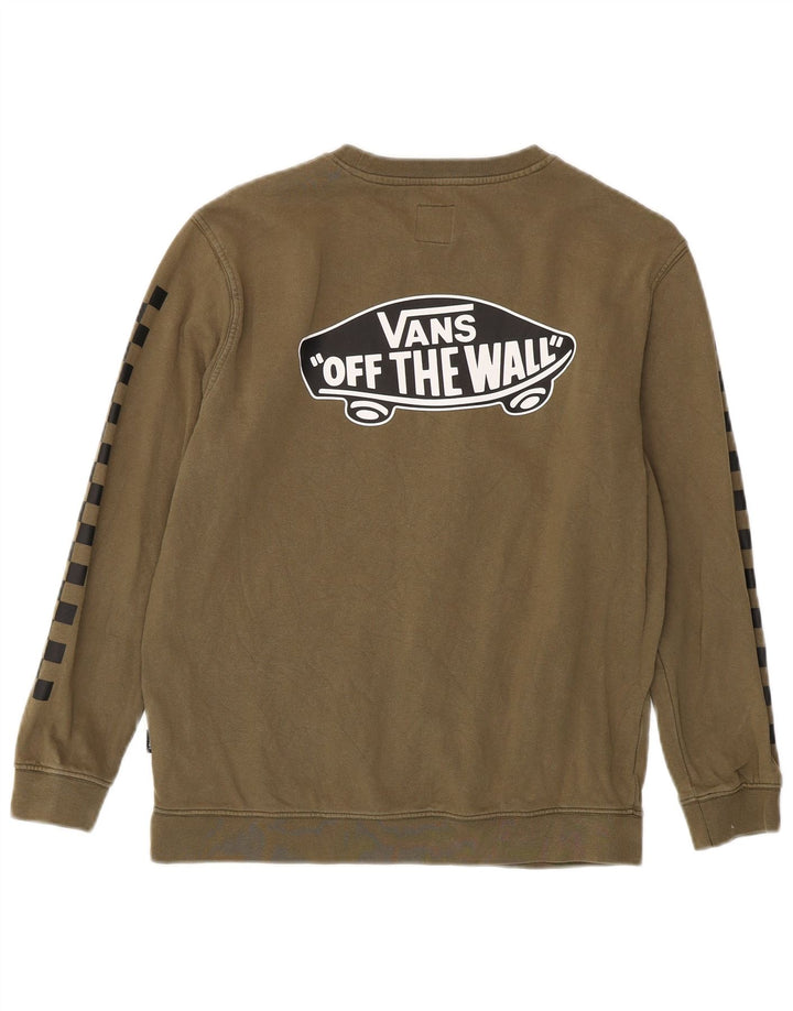 Vans Womens Graphic Sweatshirt Jumper UK 16 Large Khaki Cotton