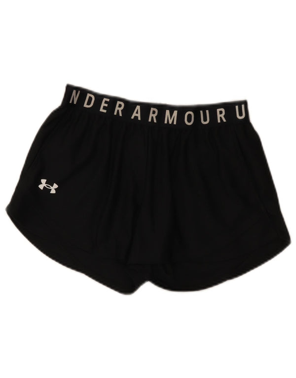 Under Armour Womens Heat Gear Graphic Sport Shorts UK 6 XS Black Polyester
