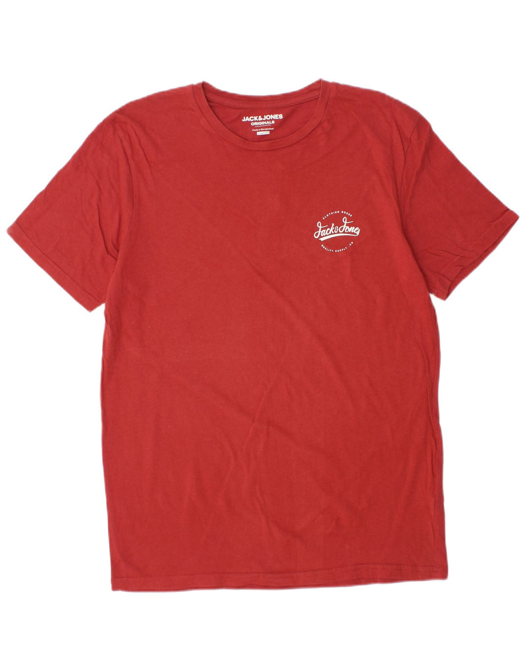 JACK & JONES Mens Regular Fit T-Shirt Top Large Red Cotton
